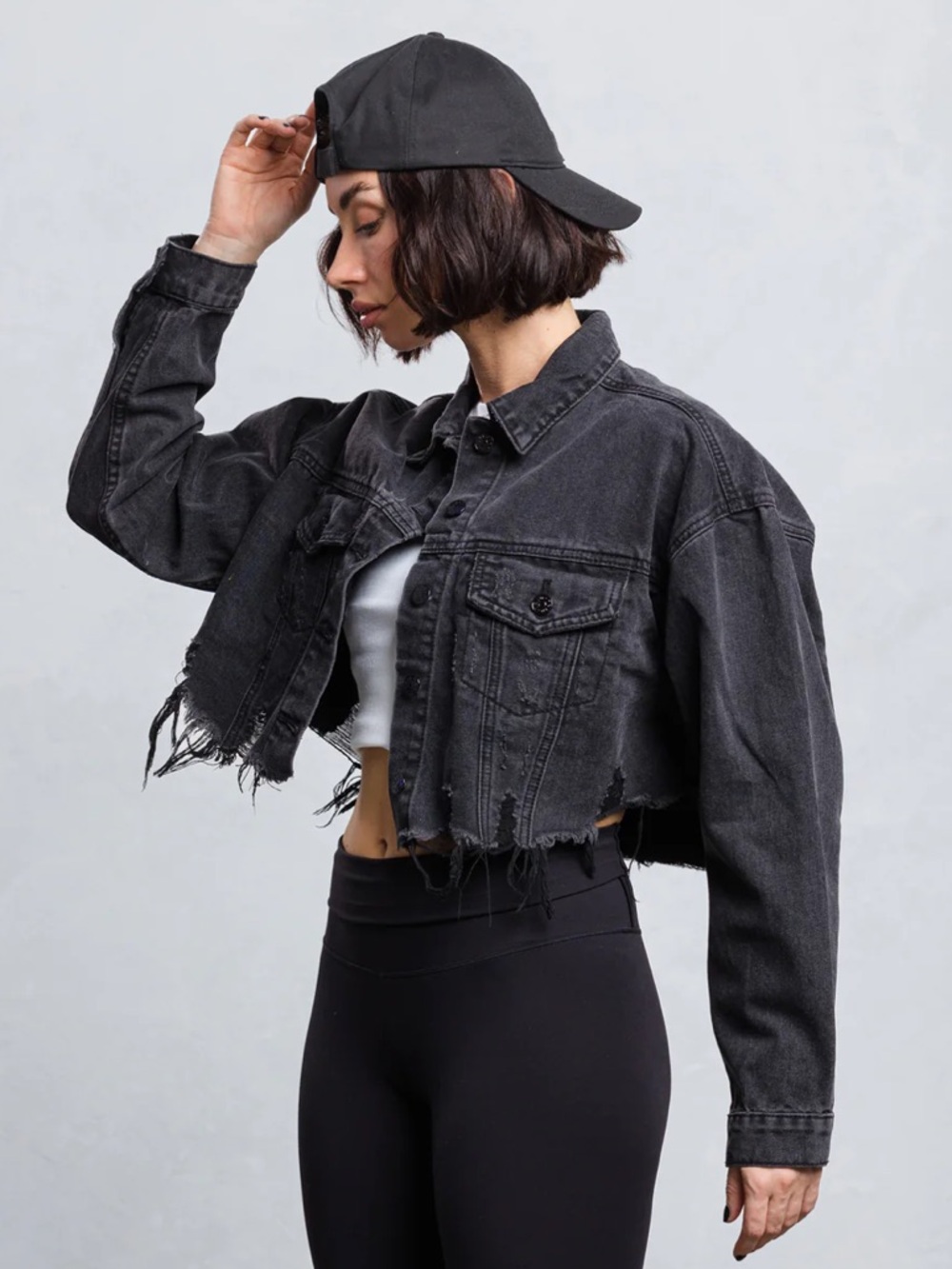 Trio Urban ROCK N ROLL Crop Denim Jacket Size XL
